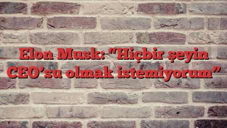 Elon Musk: “Hiçbir şeyin CEO’su olmak istemiyorum”