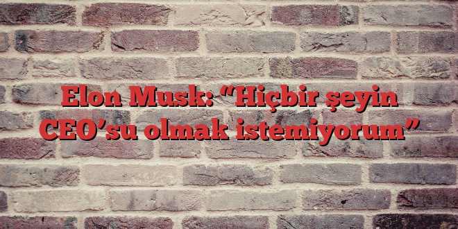 Elon Musk: “Hiçbir şeyin CEO’su olmak istemiyorum”